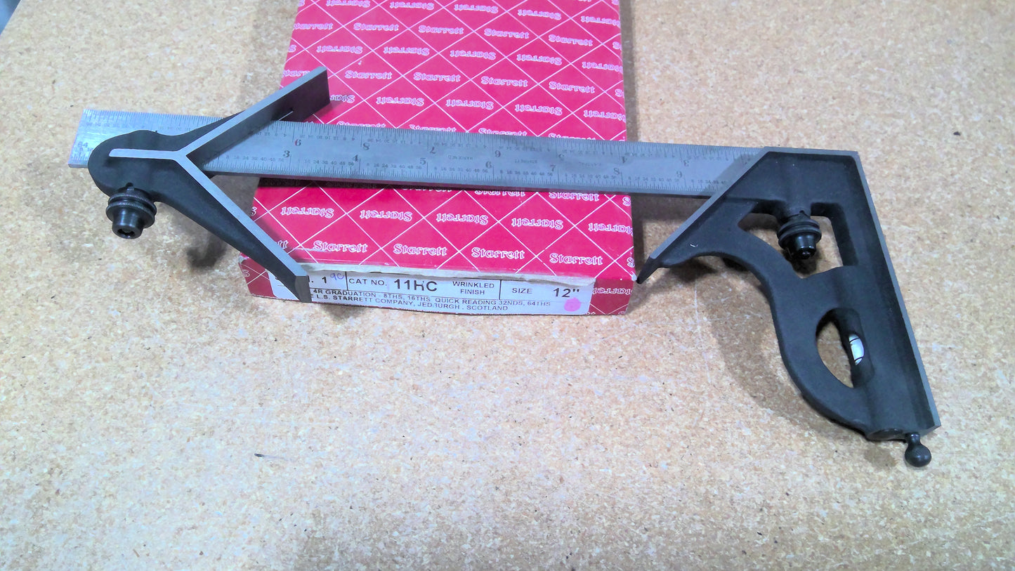 STARRETT - 11HC-12-4R 12" Combination Square with Square and Center Head
