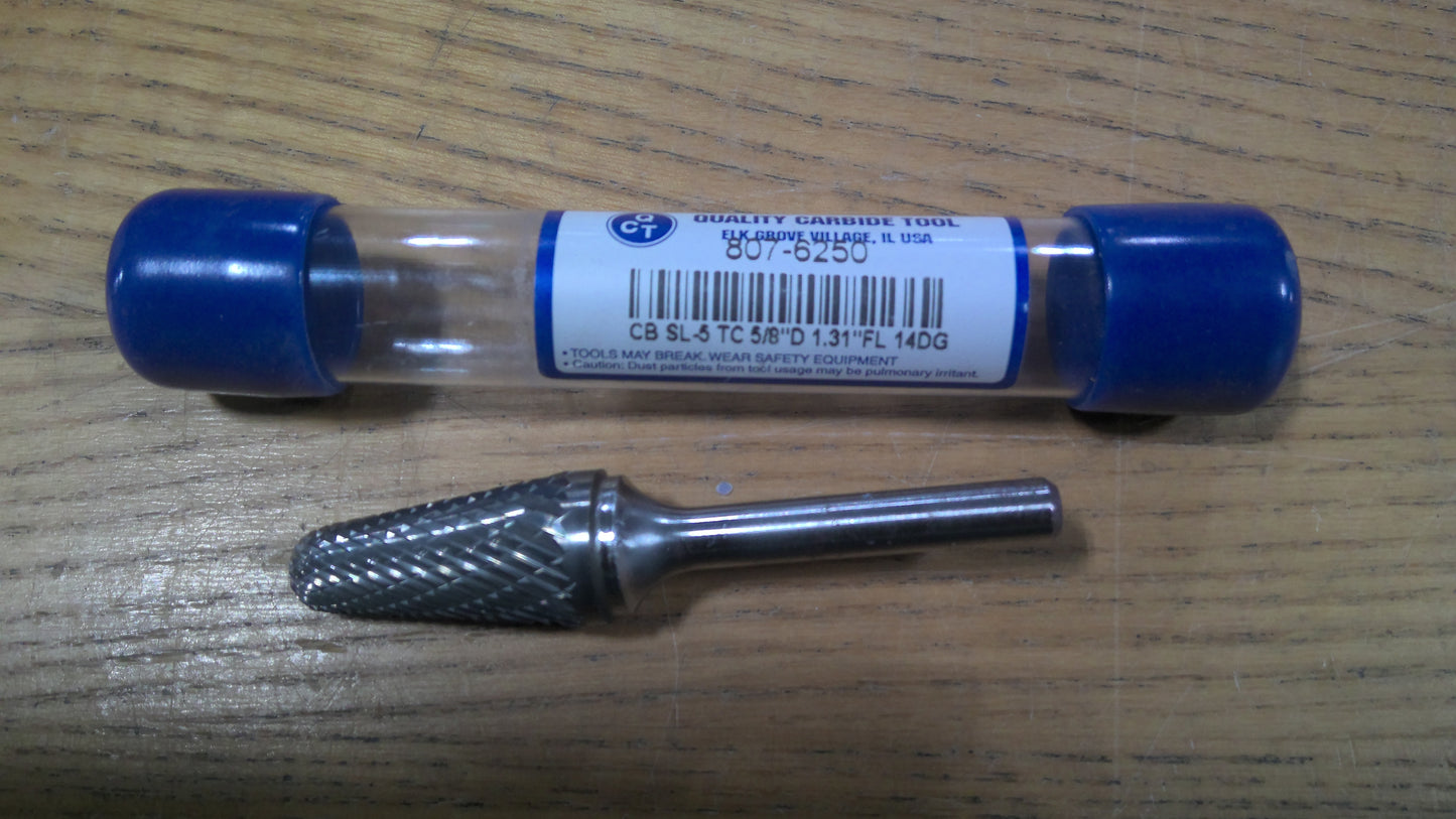 QCT - 807-6250 - CARBIDE BURR SL-5 5/8 14DEG