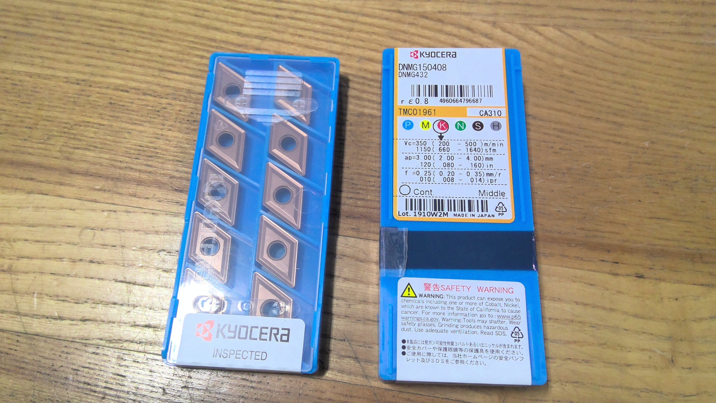 KYOCERA - DNMG432CA310 - CARBIDE INSERTS - PACK OF 10