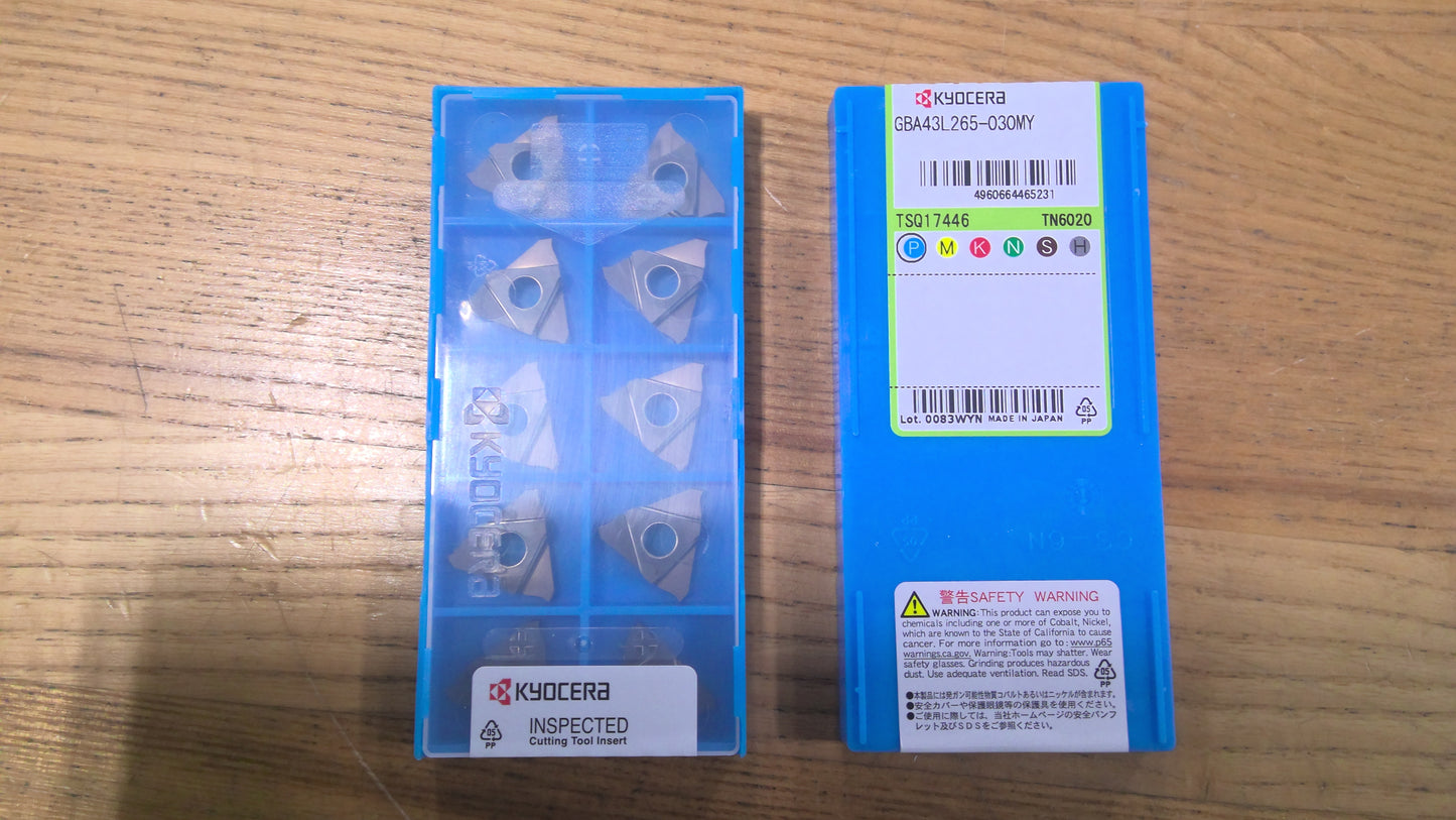 KYOCERA - GBA43L265030MYTN6020 - GROOVING INSERTS - PACK OF 10