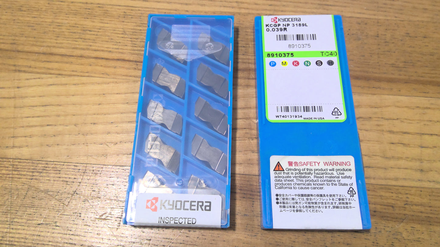 KYOCERA - KCGP 3189L CERMET INSERTS - PACK OF 10