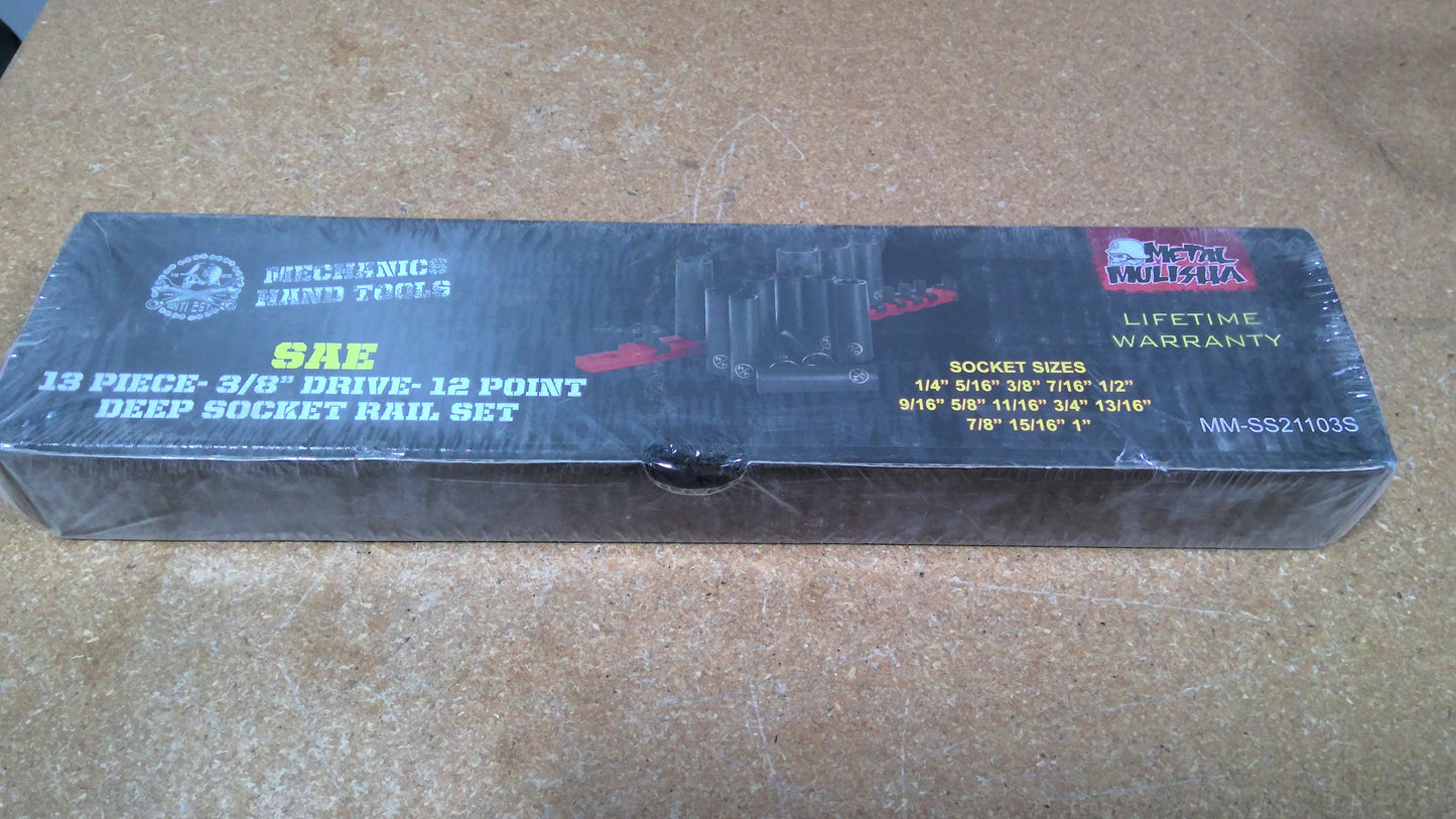 METAL MULISHA - MM-SS21103S - SAE 13 PC 3/8" 12PT DEEP SOCKET SET RAIL