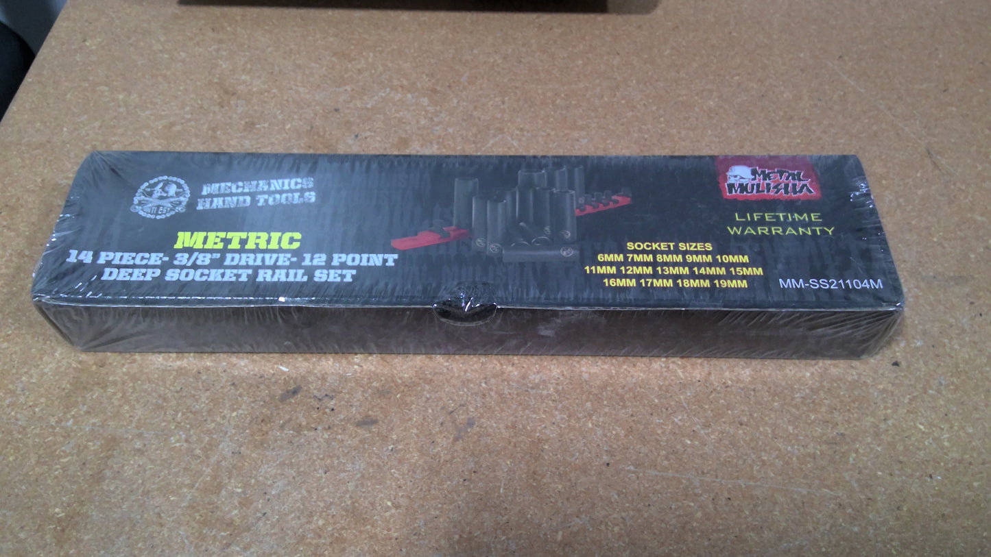 METAL MULISHA - MM-SS21104M - METRIC 14 PC 3/8" 12PT DEEP SOCKET SET RAIL