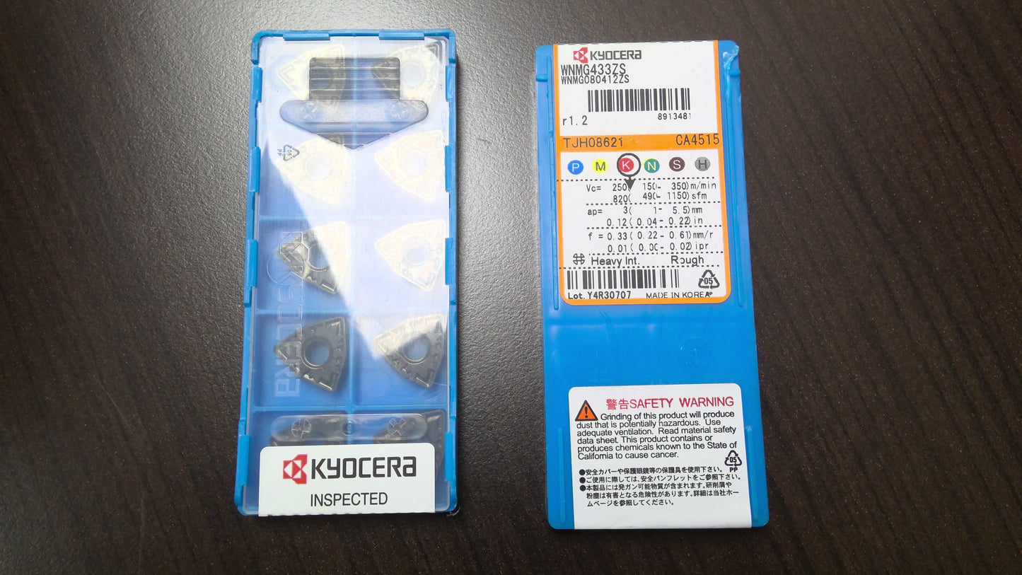 KYOCERA - WNMG080412ZSCA4515 - CARBIDE INSERTS - PACK OF 10