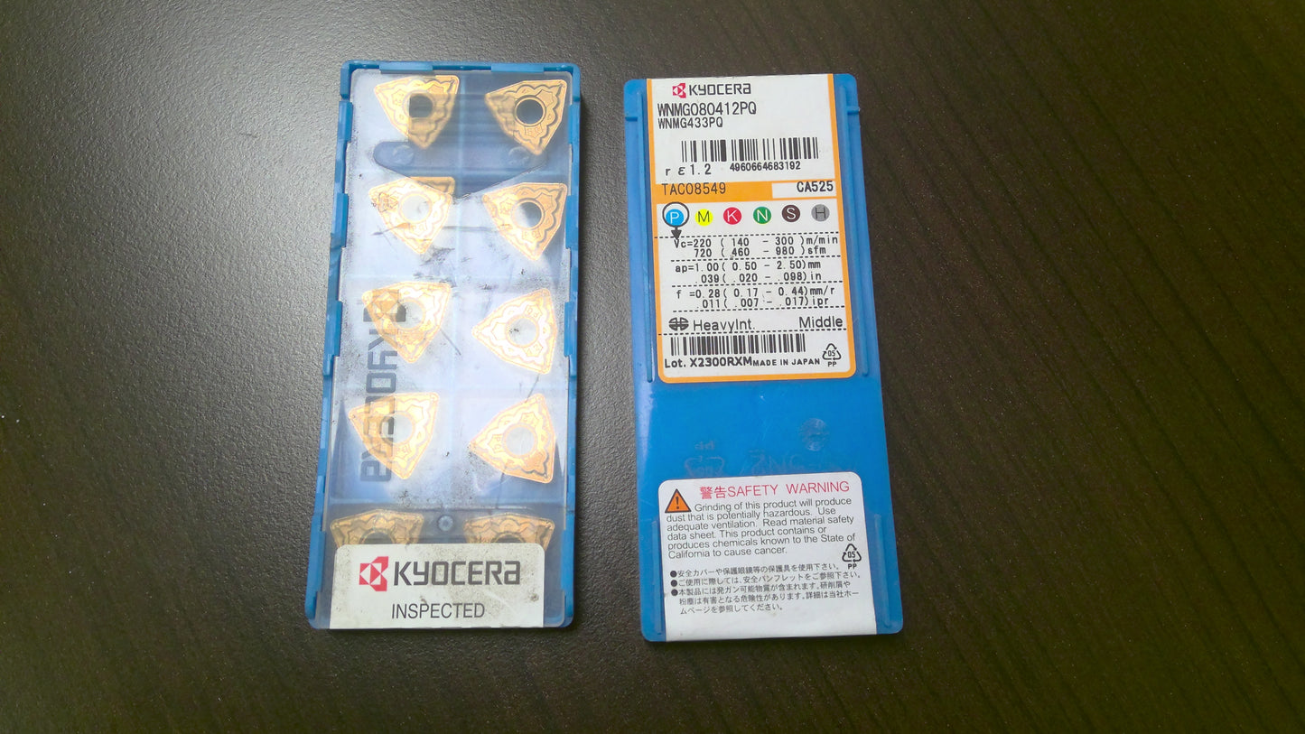 KYOCERA - WNMG433PQCA525 - CARBIDE INSERTS - PACK OF 10