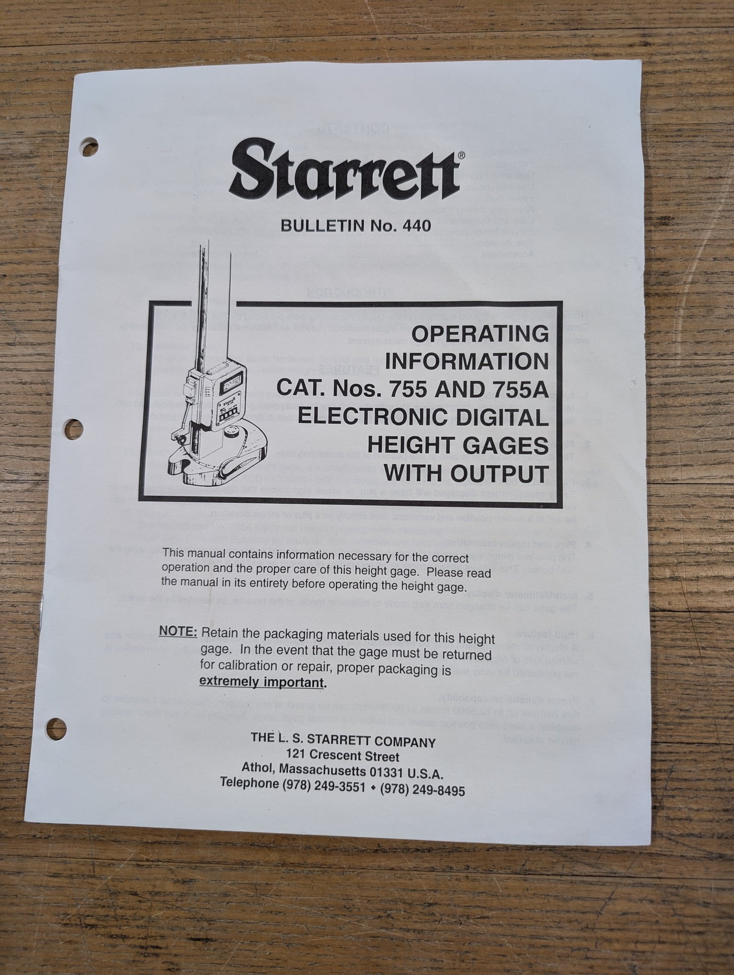 STARRETT - 755A DIGITAL HEIGHT GAGE - 0-24" - NEW IN BOX
