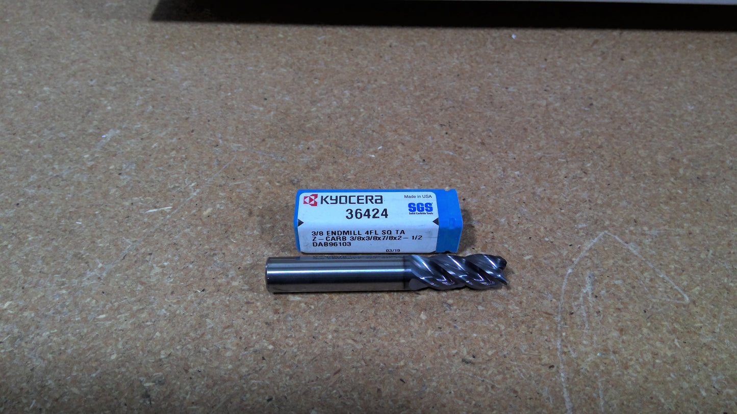 KYOCERA SGS - 36424 - 3/8 ENDMILL 4FL SQ TX