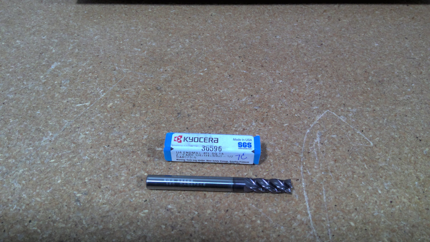 KYOCERA SGS - 36596 - 1/4 ENDMILL 4FL SQ TX