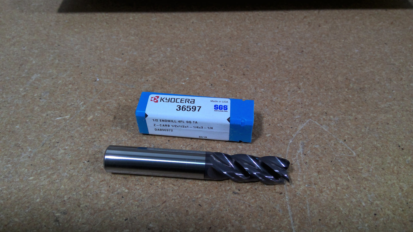 KYOCERA SGS - 36597 - 1/2 ENDMILL 4FL SQ TX