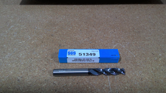 KYOCERA SGS - 51349 - 5/16" (.3125") 2 Flute Carbide 3xD Stub Length Drill, 5/16" Shank, 1.5625" Flute, 3-1/8" OAL, 145° Point. SGS Hi-PerCarb Series 135, AlTiN (Ti-NAMITE-A) Coated For Materials <HRc50