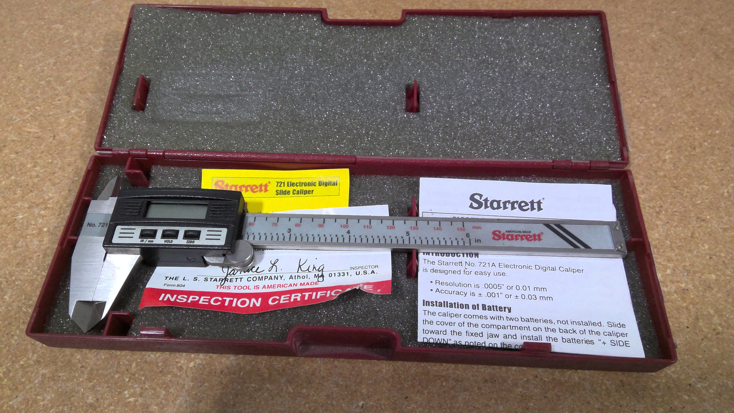 STARRETT - 721A-6/150 - CALIPER ELECT. DIG. 0-6IN IN CASE