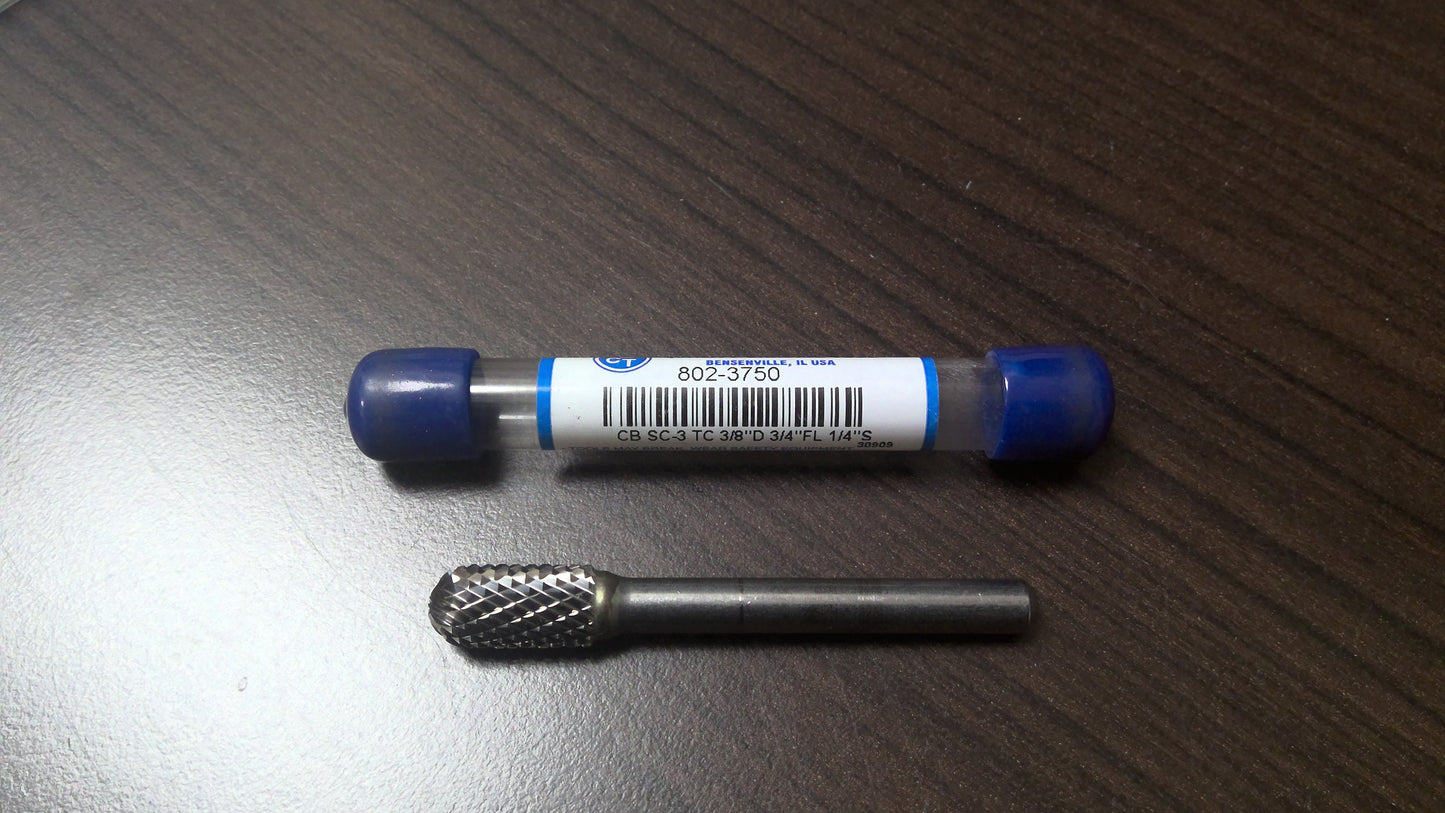 QCT - 802-3750 - CARBIDE BURR SC-3 3/8 CYLINDRICAL