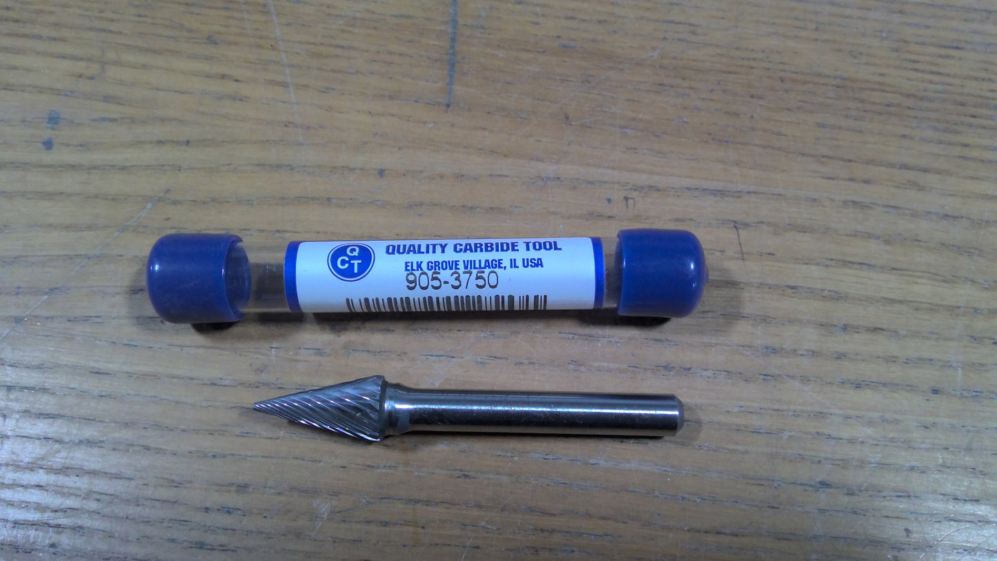 QCT - 905-3750 - CARBIDE BURR SM-4 3/8 POINTED CONE