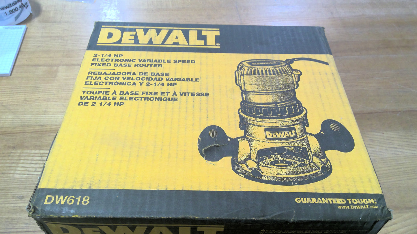 DEWALT - DW618 - CORDED ROUTER - 2-1/4 HP EVS Fixed Base Router with Soft Start