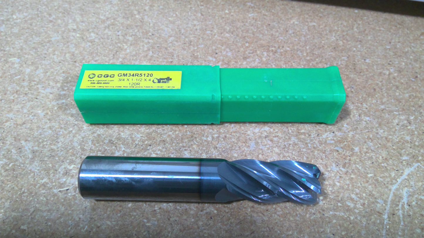 GORILLA MILL - GM34R5120 - 5 Flute Gorilla Mill, Radius End - ENDMILL