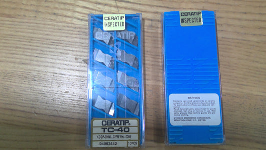 KYOCERA - KCGP3094L .027R - TC40- GROOVING INSERT - PACK OF 10