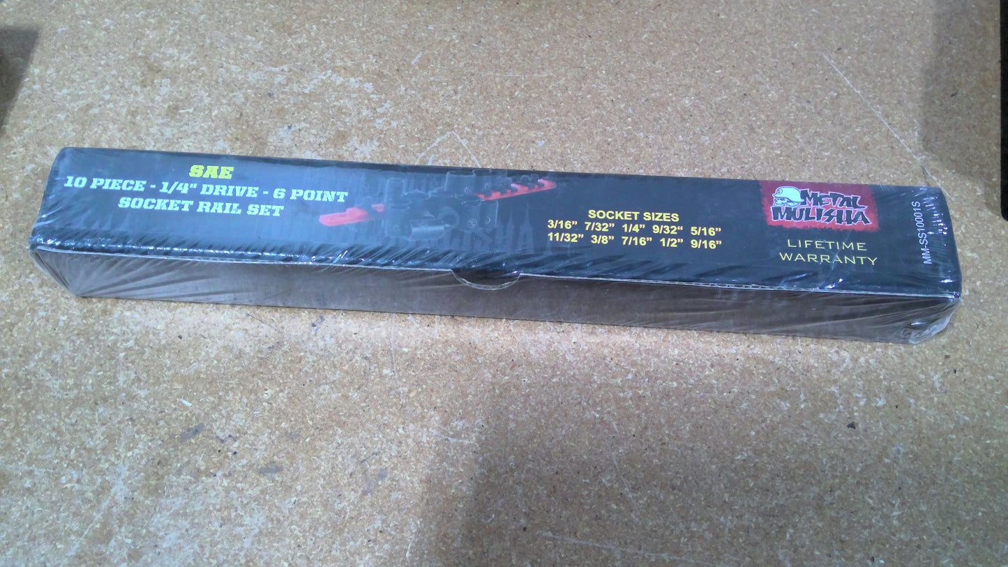 METAL MULISHA - MM-SS10001S - SAE 10 PC 6 PT 1/4" DRIVE SOCKET SET RAIL