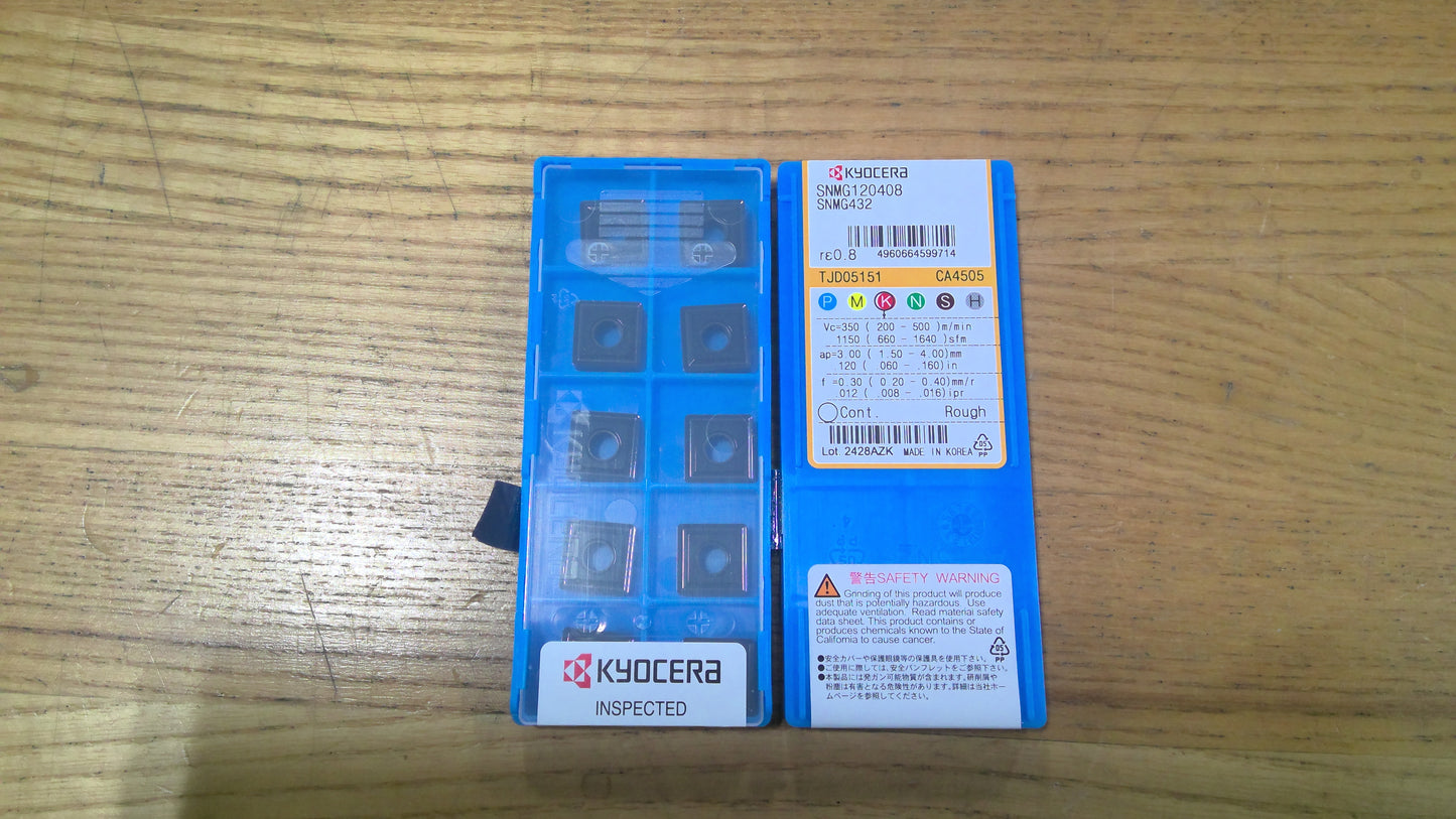 KYOCERA - SNMG432CA4505 - CARBIDE INSERTS - PACK OF 10