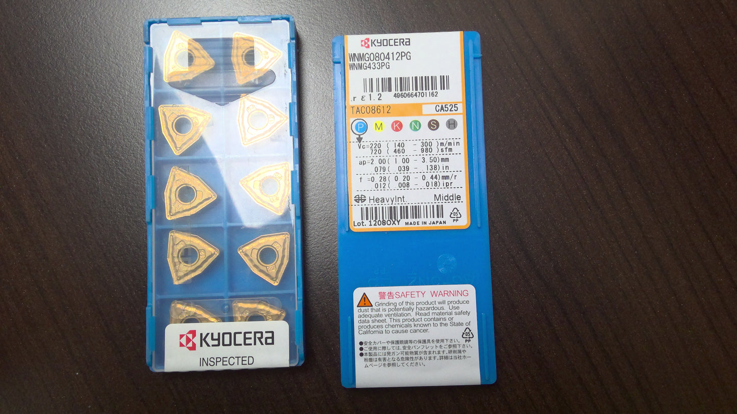 KYOCERA - WNMG433PGCA525 - CARBIDE INSERTS - PACK OF 10